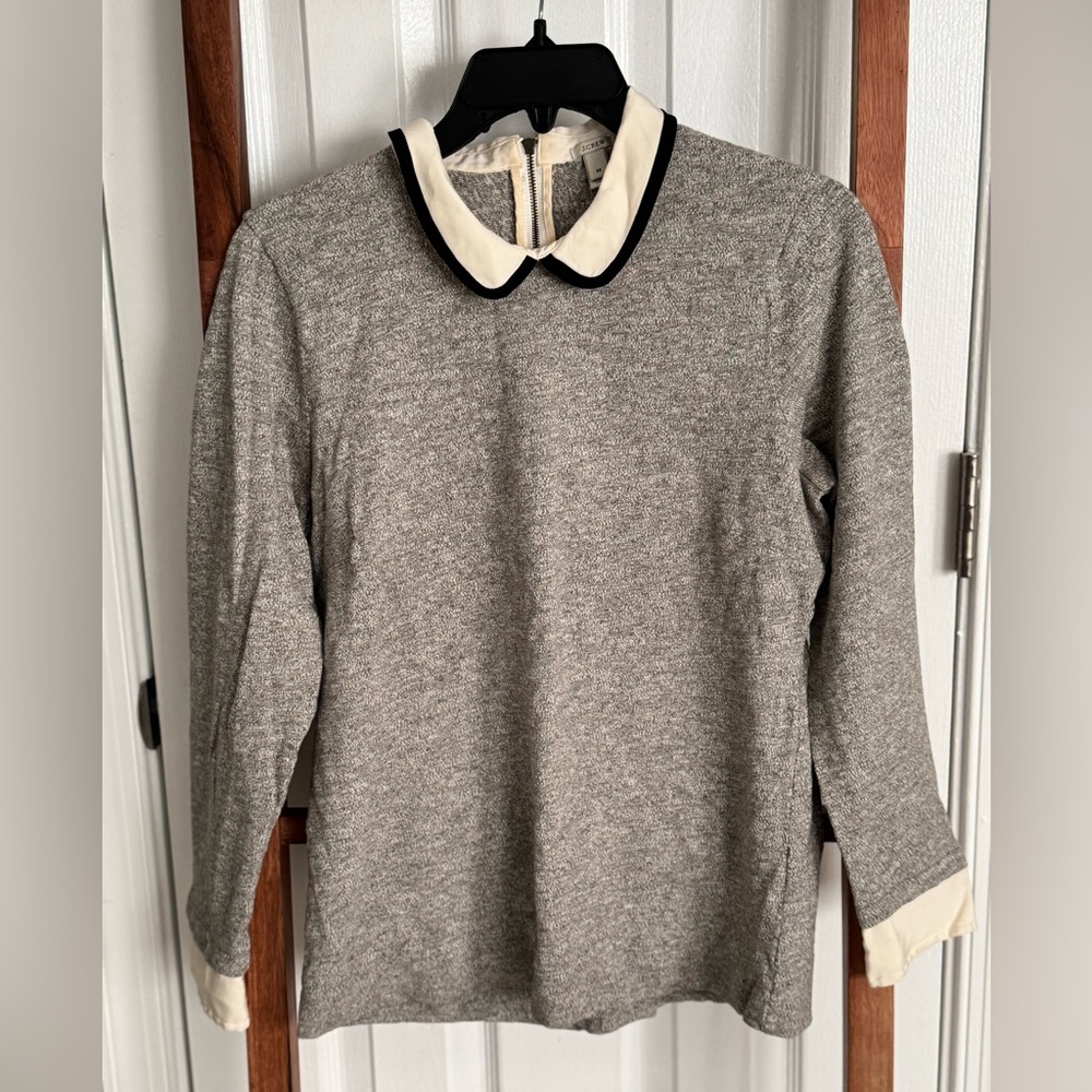 J. Crew top grey/white/navy size medium